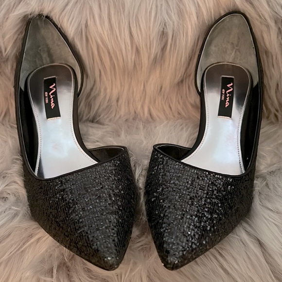 Nina New York Black Glitter Blanca NG D’Orsay Heels size 9.5 - Picture 6 of 10